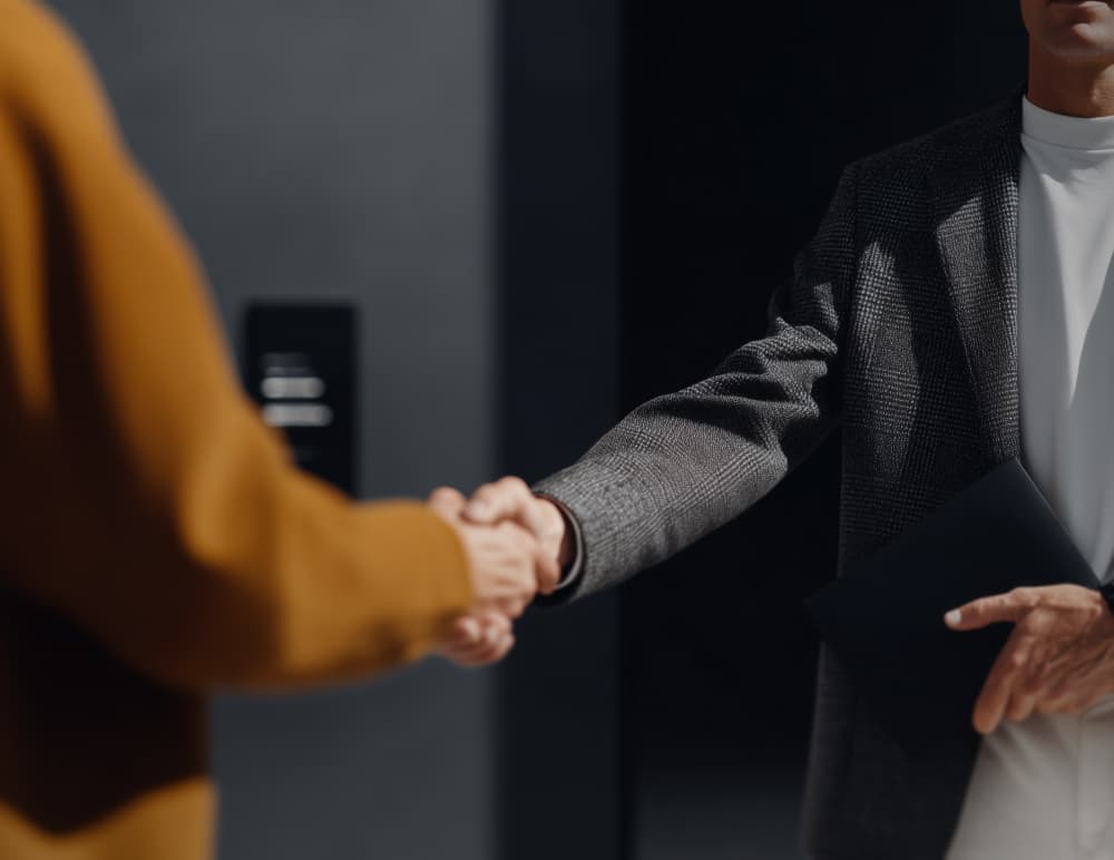 A photo of two people shaking hands