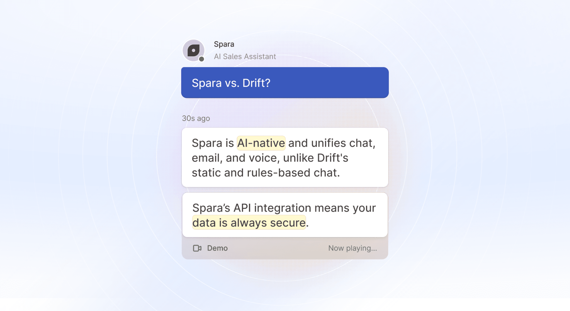 chat conversation that highlights why spara is a better alternative to drift