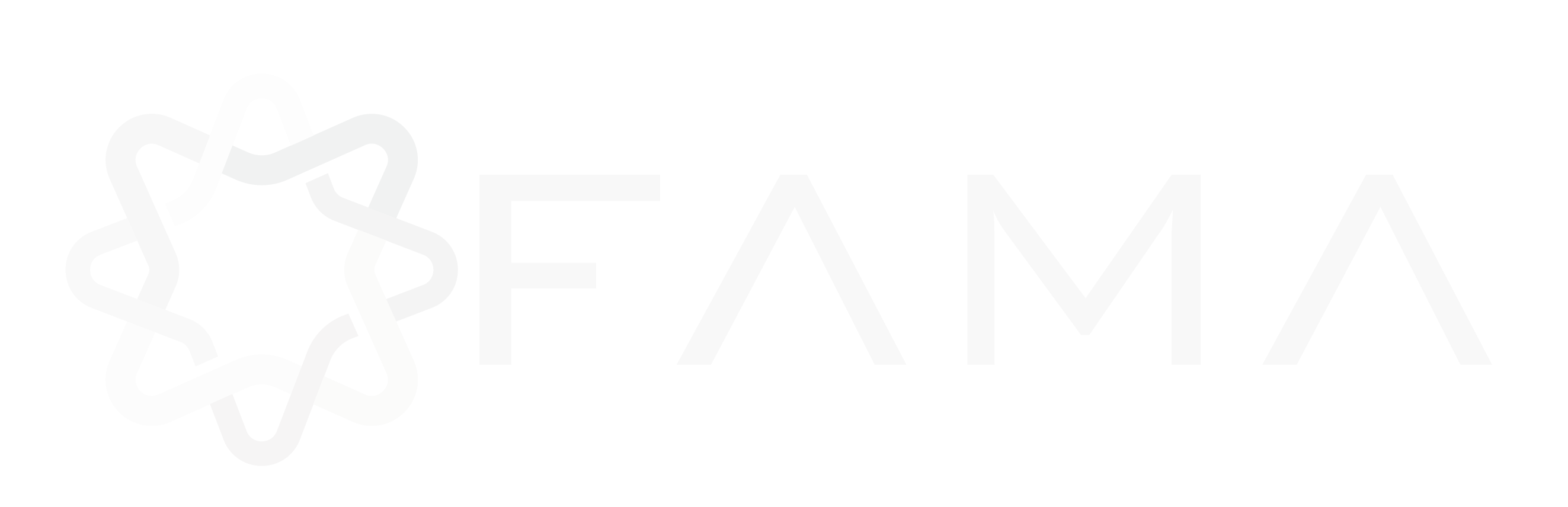 White geometric star logo next to the word "FAMA" in bold, modern font.