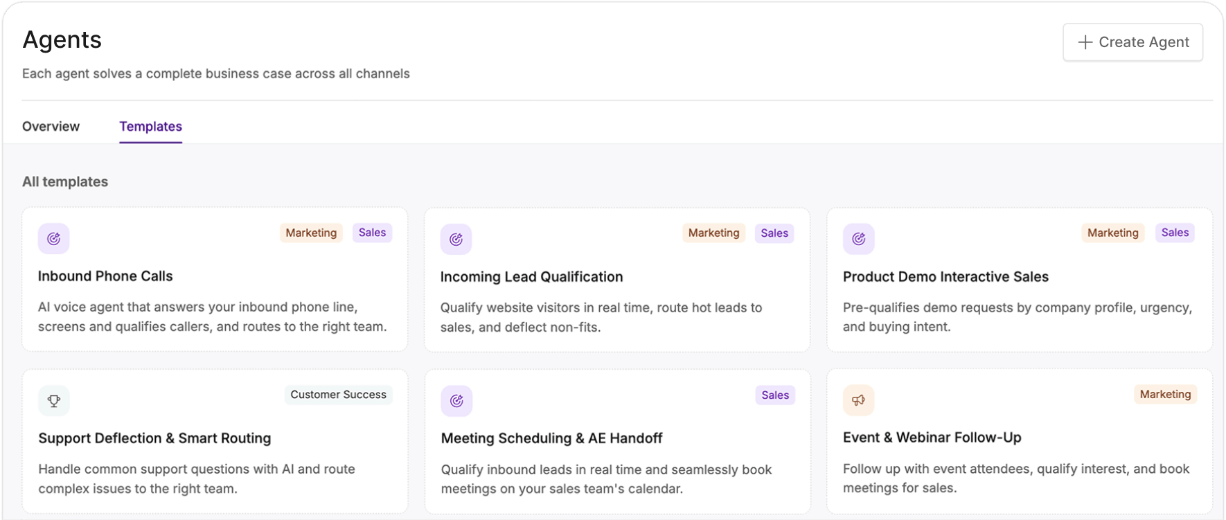 Inbound — Agents templates